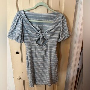 UO Gingham Puff Sleeve Mini Dress